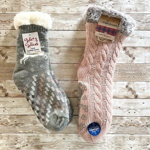 NWT DearFoams Warm & Comfy Boot Height Grip Slipper Socks Bundle